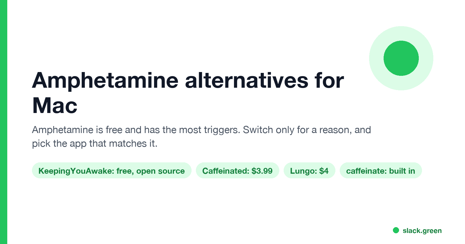 Amphetamine alternatives for Mac by reason: open source, one paid click, Shortcuts, lid closed, nothing to install