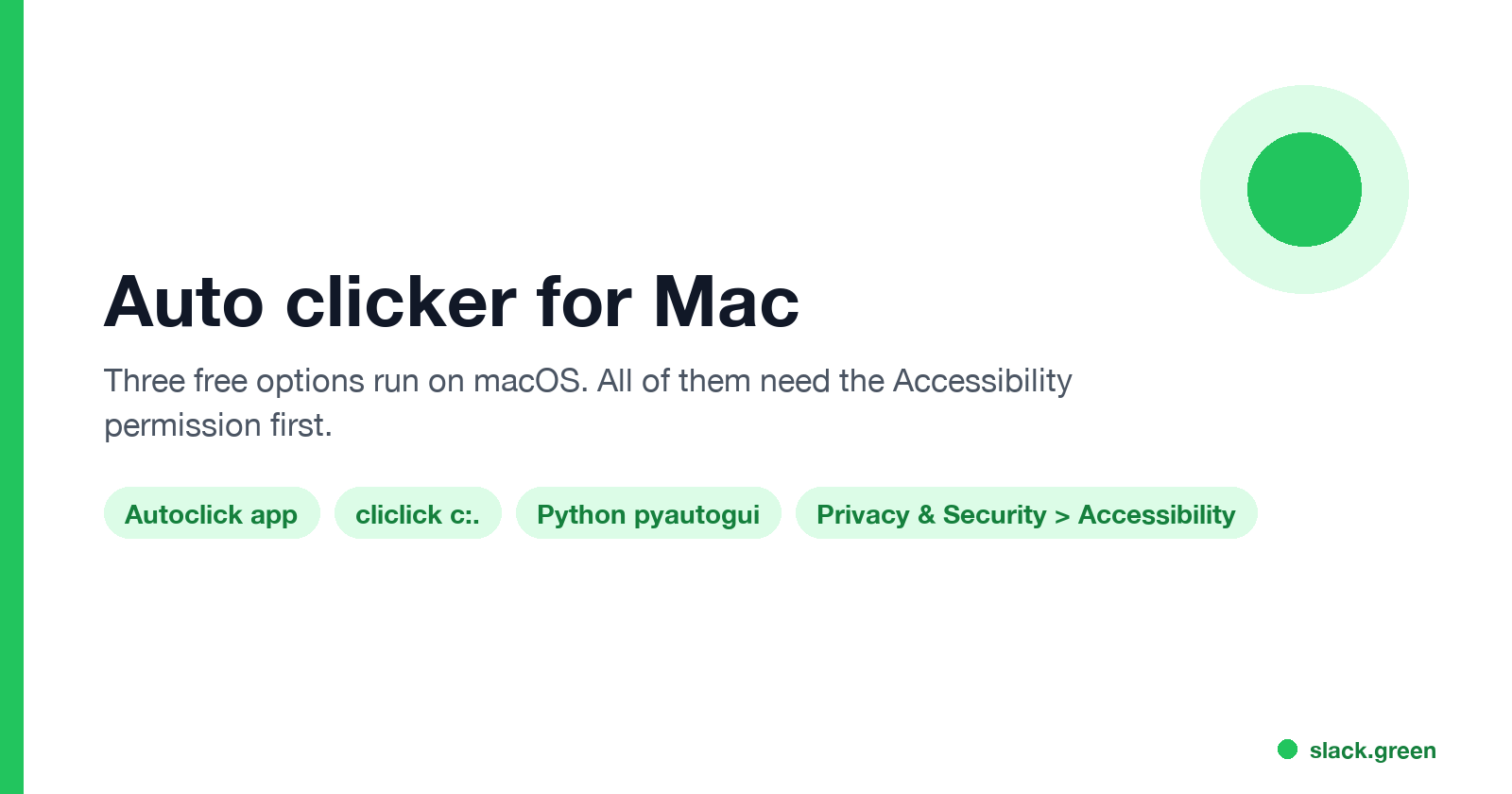 Auto clicker for Mac: Autoclick app, cliclick in Terminal, Python pyautogui, and the Accessibility permission they all need