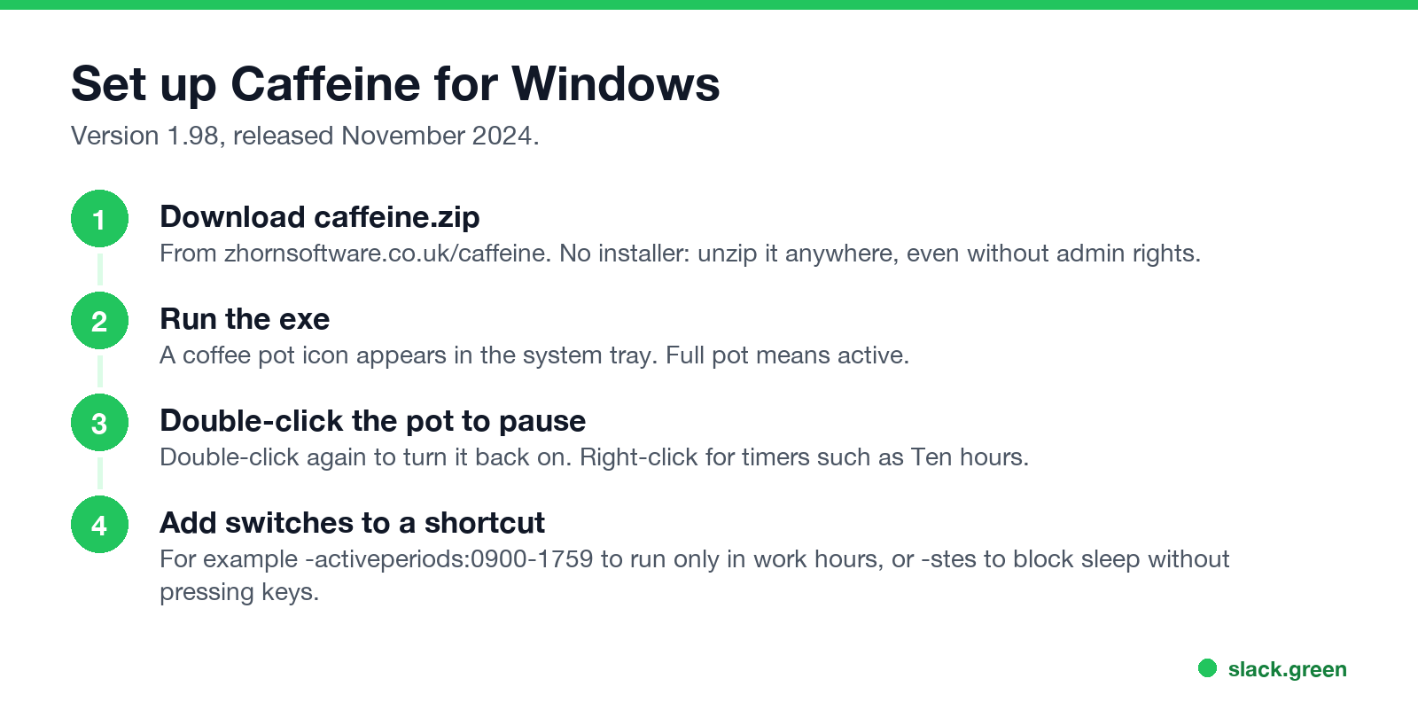 Set up Caffeine for Windows in four steps