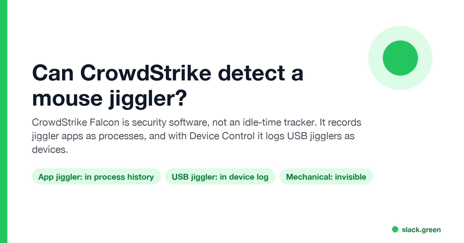 Can CrowdStrike detect a mouse jiggler: app jigglers are in process history, USB jigglers in the device log, mechanical jigglers are invisible