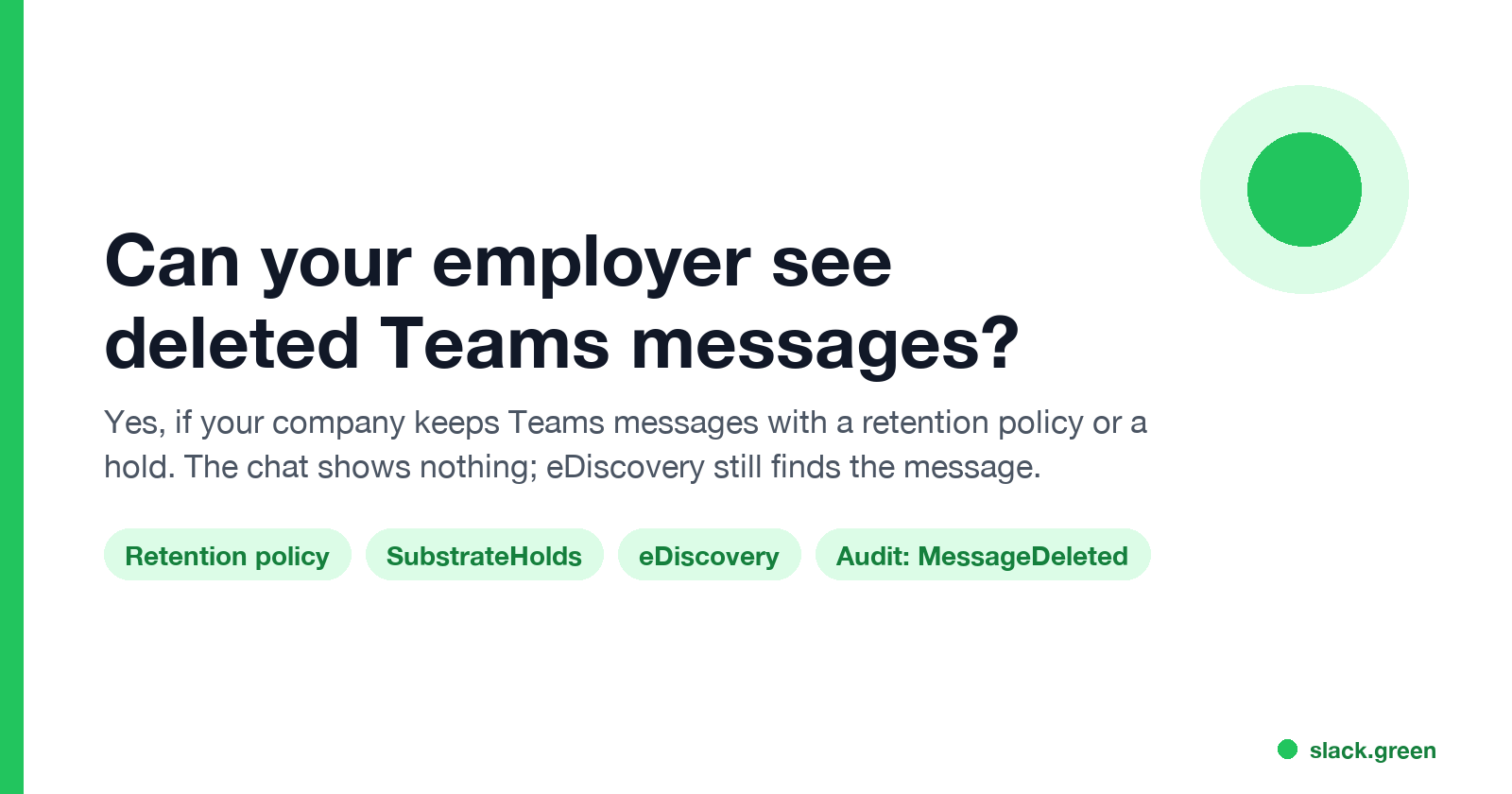 Can your employer see deleted Teams messages: retention policy, SubstrateHolds, eDiscovery, MessageDeleted audit event