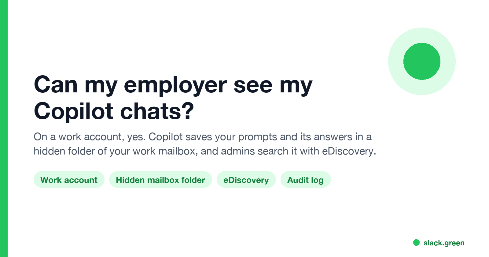 Can my employer see my Copilot chats: yes on a work account, prompts and answers are stored in a hidden mailbox folder that admins search with eDiscovery