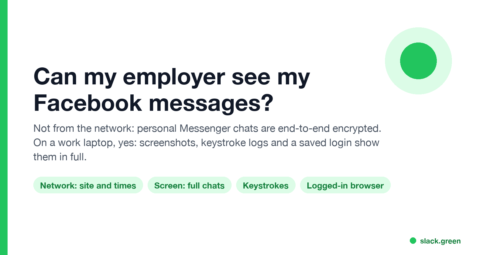 Can my employer see my Facebook messages: the network sees only the site, monitoring software sees the screen and keystrokes