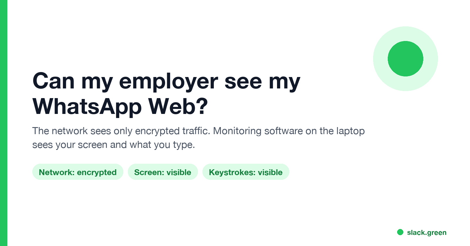 Can my employer see my WhatsApp Web: the network sees encrypted traffic, monitoring software sees the screen and keystrokes