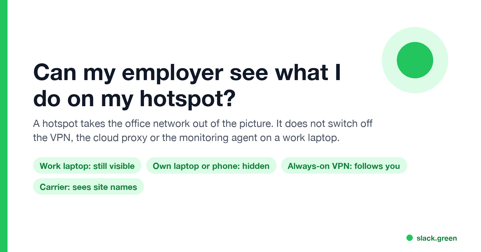 Can my employer see what I do on my hotspot: a work laptop still reports through the VPN, proxy and agent; your own devices stay hidden