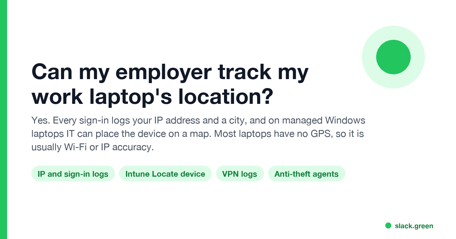 Can my employer track my work laptop's location: yes, through IP addresses in sign-in logs, Intune Locate device on Windows, and anti-theft agents