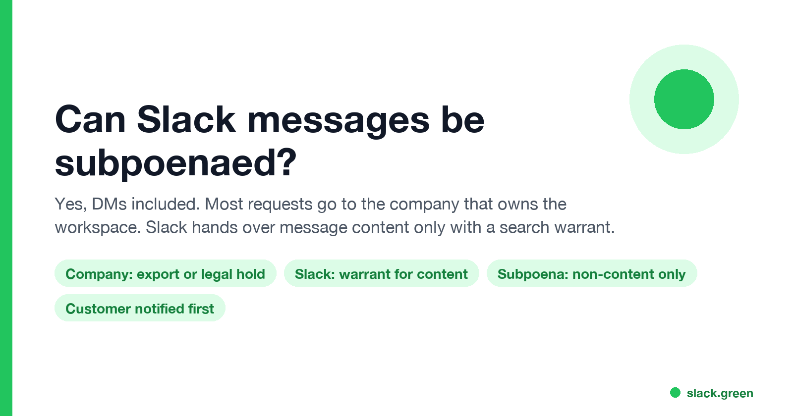 Can Slack messages be subpoenaed: yes, usually through the company; Slack gives content only with a warrant