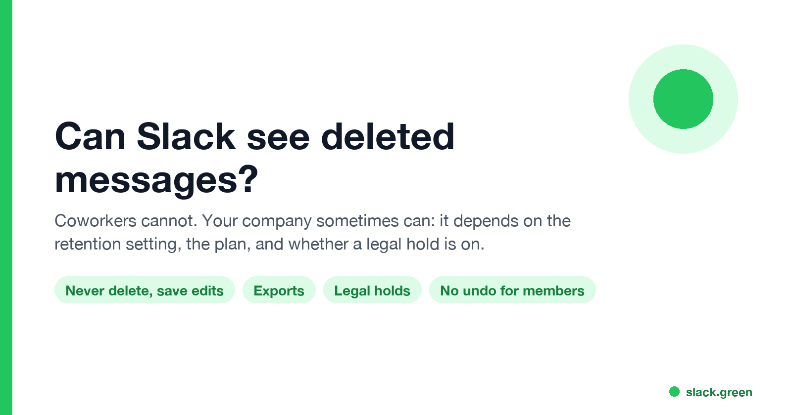 Can Slack see deleted messages: never delete save edits, exports, legal holds, no undo for members