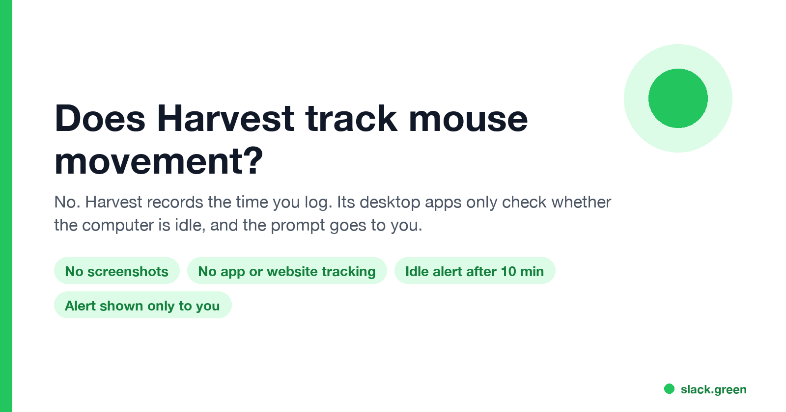 Does Harvest track mouse movement: no screenshots, no app tracking, only an idle alert that goes to you