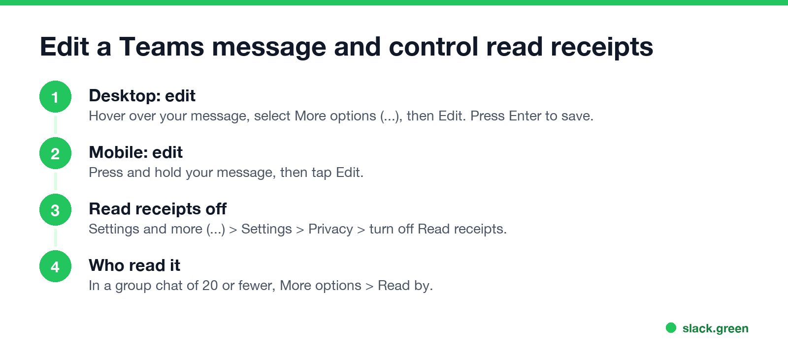 Edit a Teams message on desktop and mobile, turn off read receipts, see who read a message