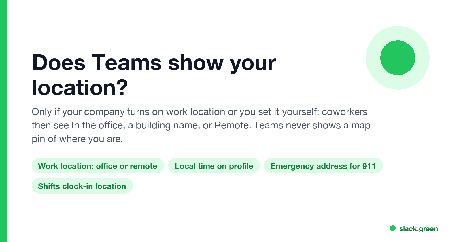 Does Teams show your location: work location, local time, emergency address, Shifts clock-in