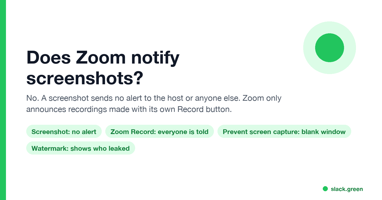 Does Zoom notify screenshots: no alert for screenshots, alerts only for Zoom recordings, hosts can block captures or add watermarks