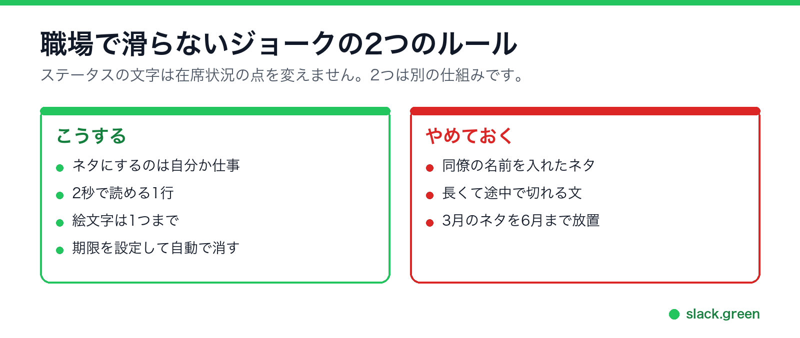 ネタにするのは自分か仕事。2秒で読める1行にする