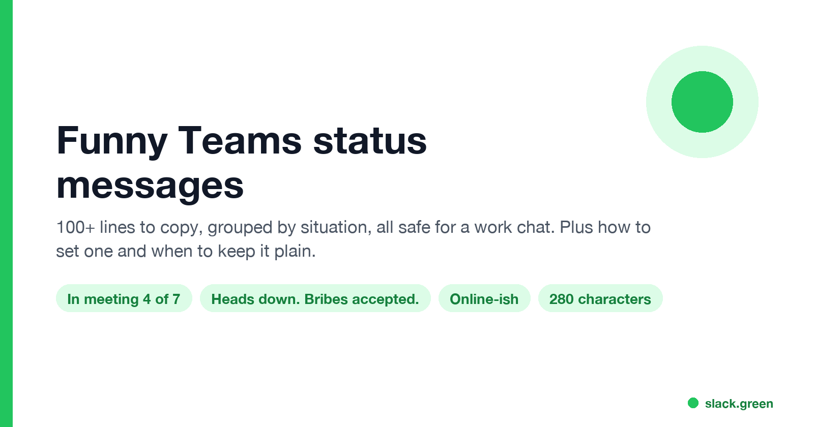 Funny Microsoft Teams status messages: three examples for meetings, focus time and lunch