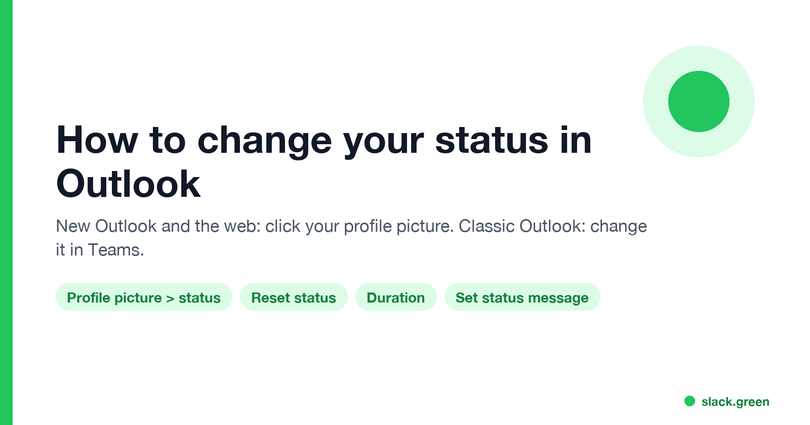 How to change your status in Outlook: profile picture menu in new Outlook and the web, Teams for classic Outlook, calendar and automatic replies