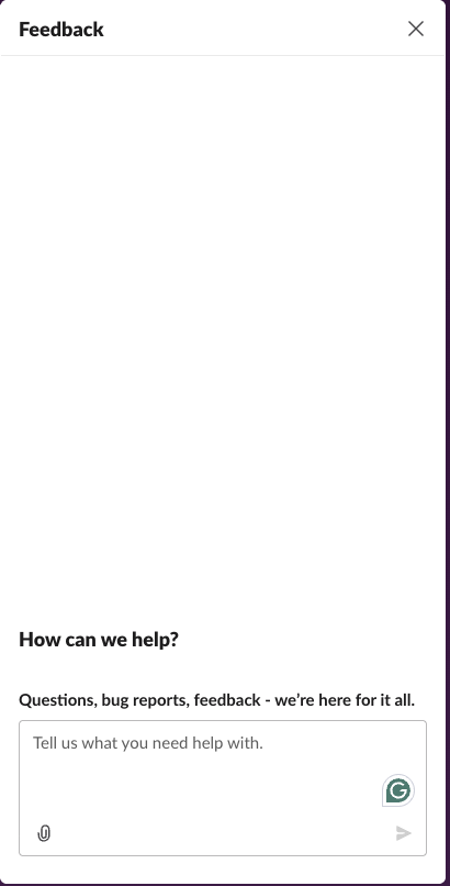 The Feedback panel that /feedback opens in Slack