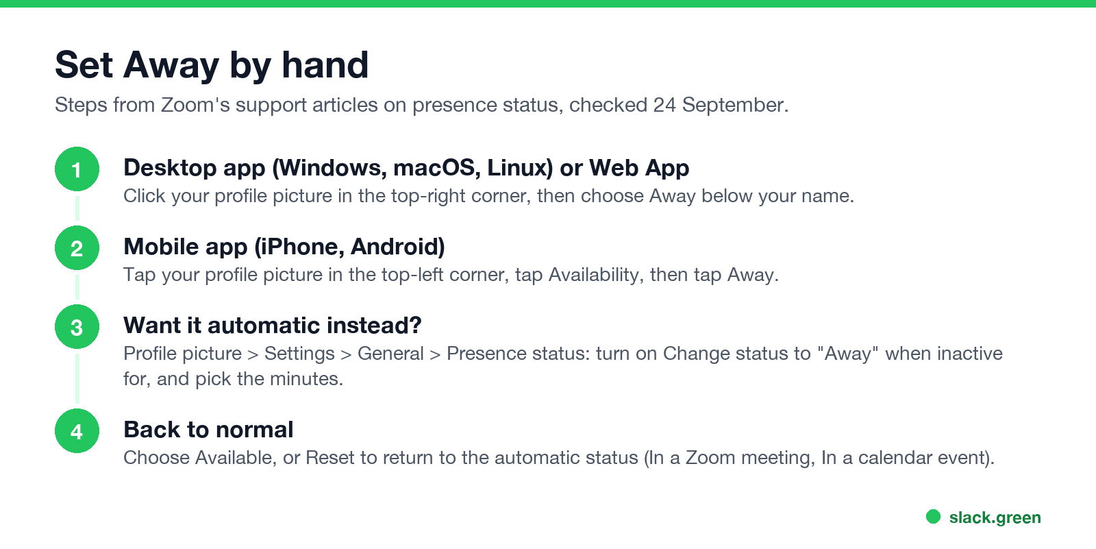 Set Away by hand on Zoom desktop, web and mobile