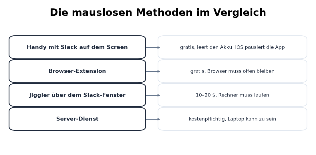 Vier mauslose Optionen mit Kosten und Grenze jeder einzelnen