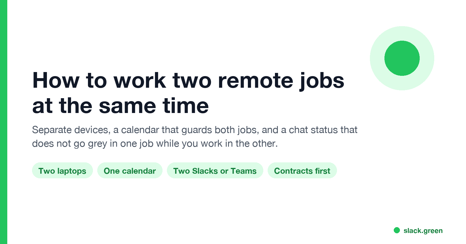 How to work two remote jobs at the same time: two laptops, one calendar, two chat apps