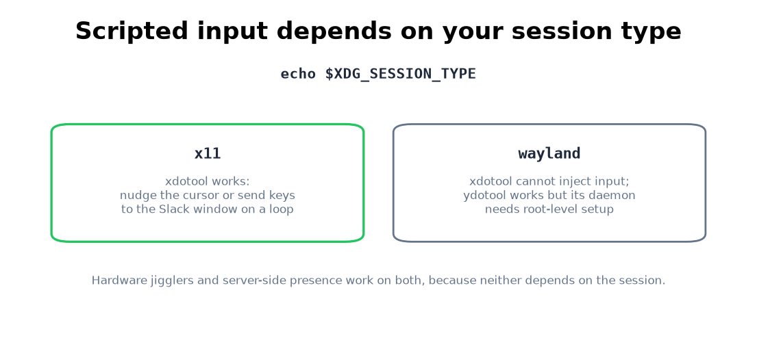 The xdotool route and its Wayland catch