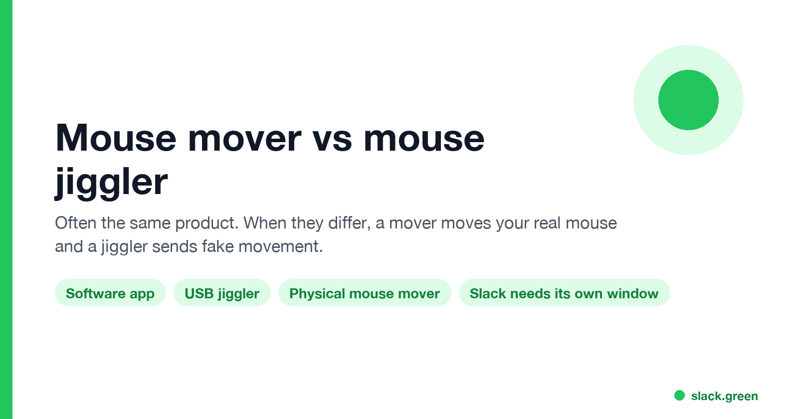 Mouse mover vs mouse jiggler: a turntable moves your real mouse, a jiggler sends fake movement from an app or a USB stick