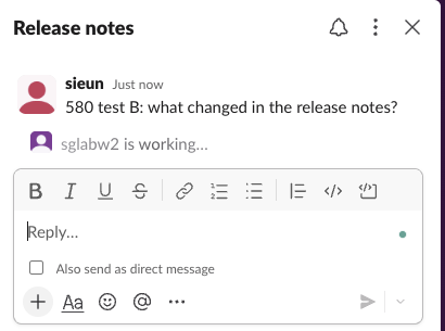 Slack thread panel titled 