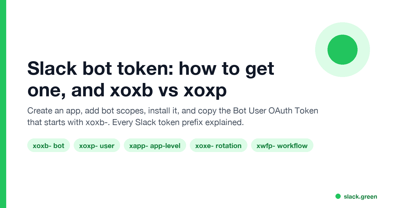 Slack bot token: how to get one, xoxb, xoxp, xapp, xoxe, xwfp prefixes