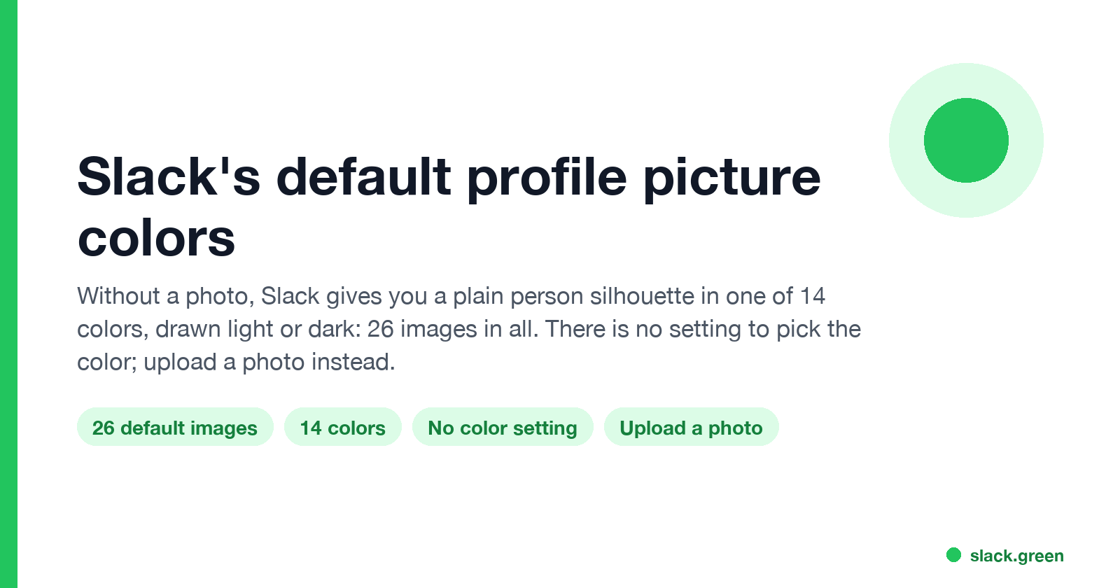 Slack's default profile picture colors: 26 images, 14 colors, no color setting