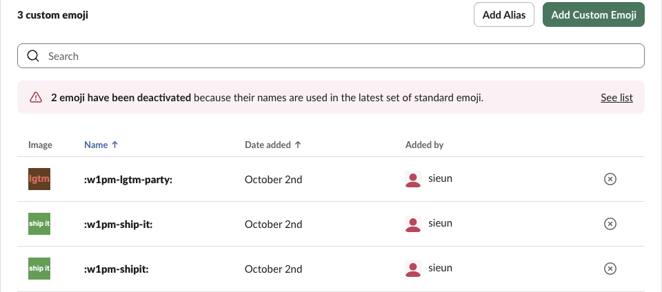Slack Customize Your Workspace, Emoji tab: 
