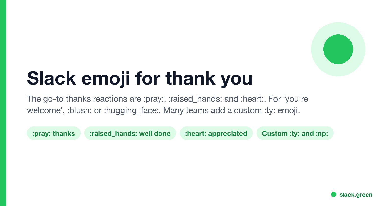 Slack emoji for thank you: pray, raised hands, heart for thanks; blush or hugging face for you're welcome; custom ty emoji