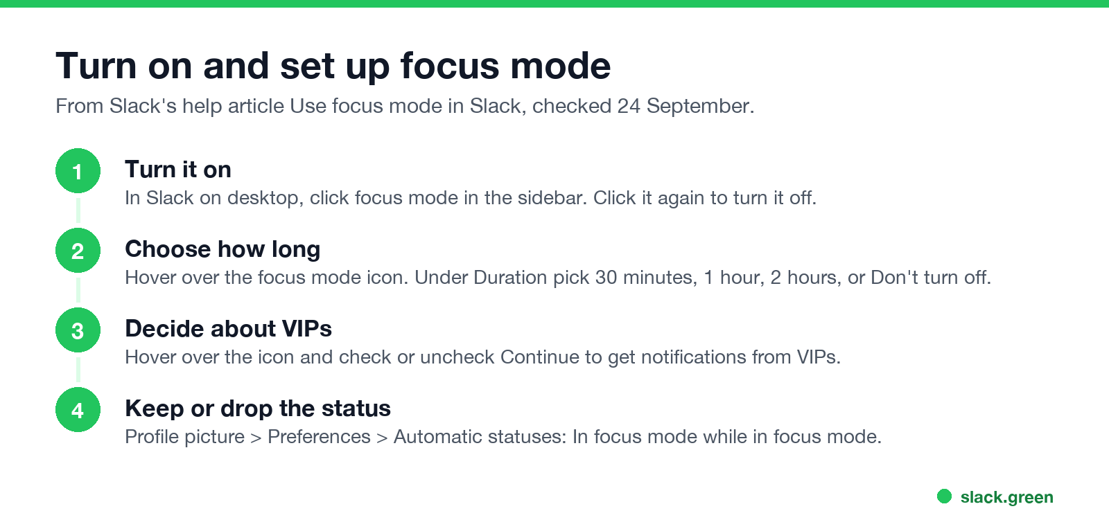 Turn on and set up focus mode in Slack