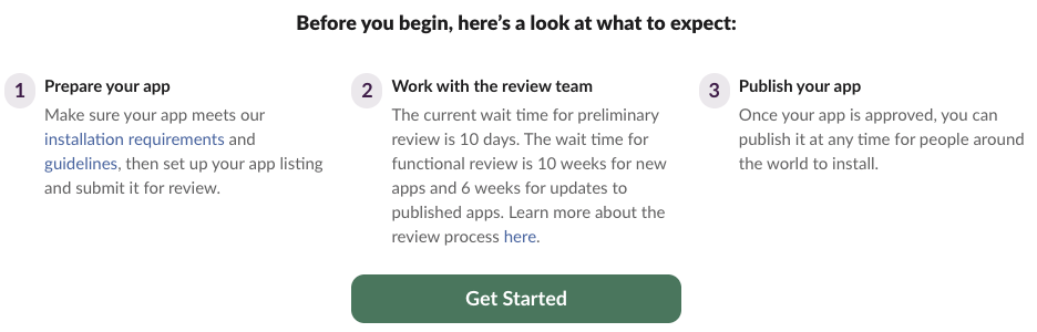 Slack submission page, 