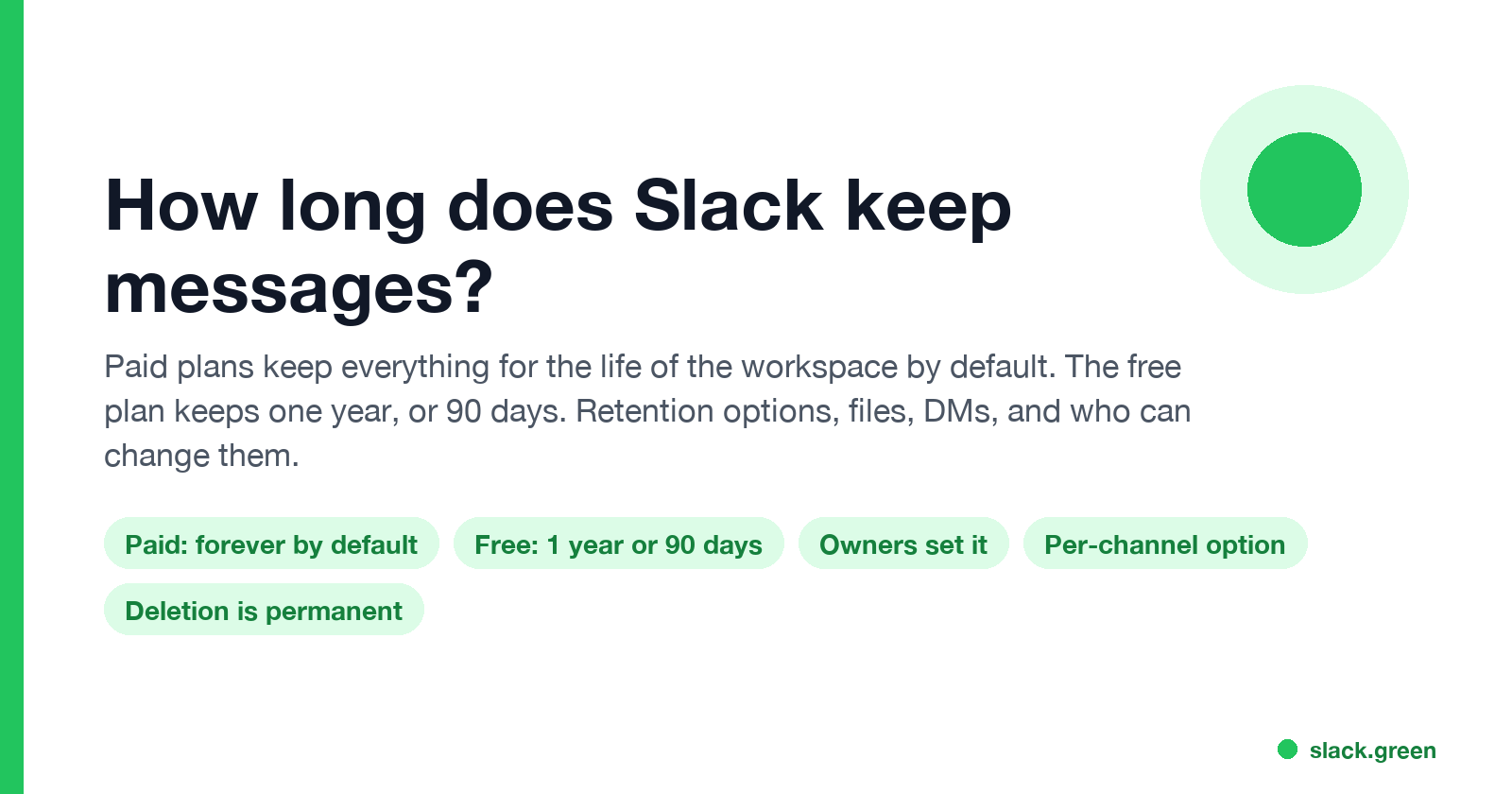 How long does Slack keep messages: paid forever by default, free one year or 90 days