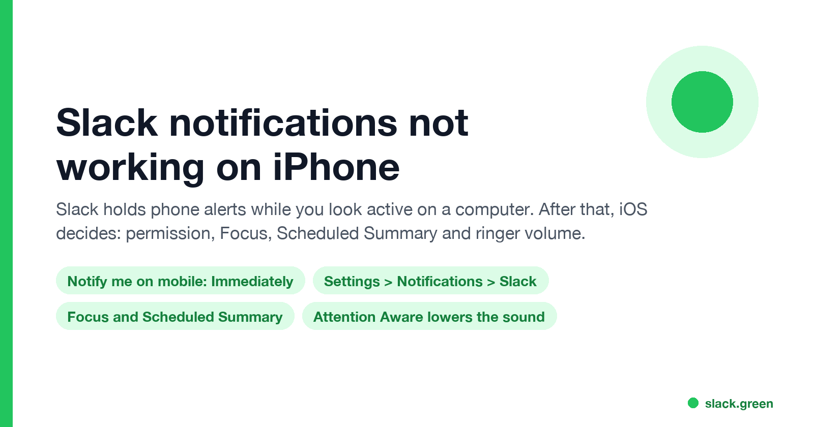 Slack notifications not working on iPhone: mobile timing, permission, Focus, Scheduled Summary, ringer volume