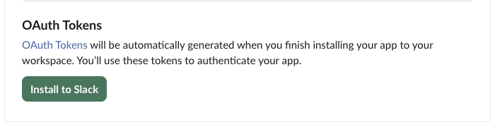 The OAuth Tokens card after the bot token was revoked: 