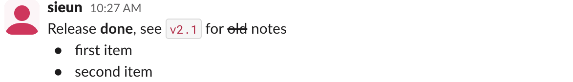 Slack web: a message from sieun, 