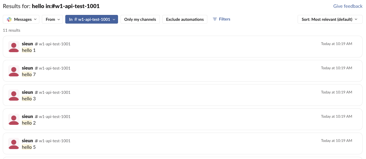 Slack web search for 