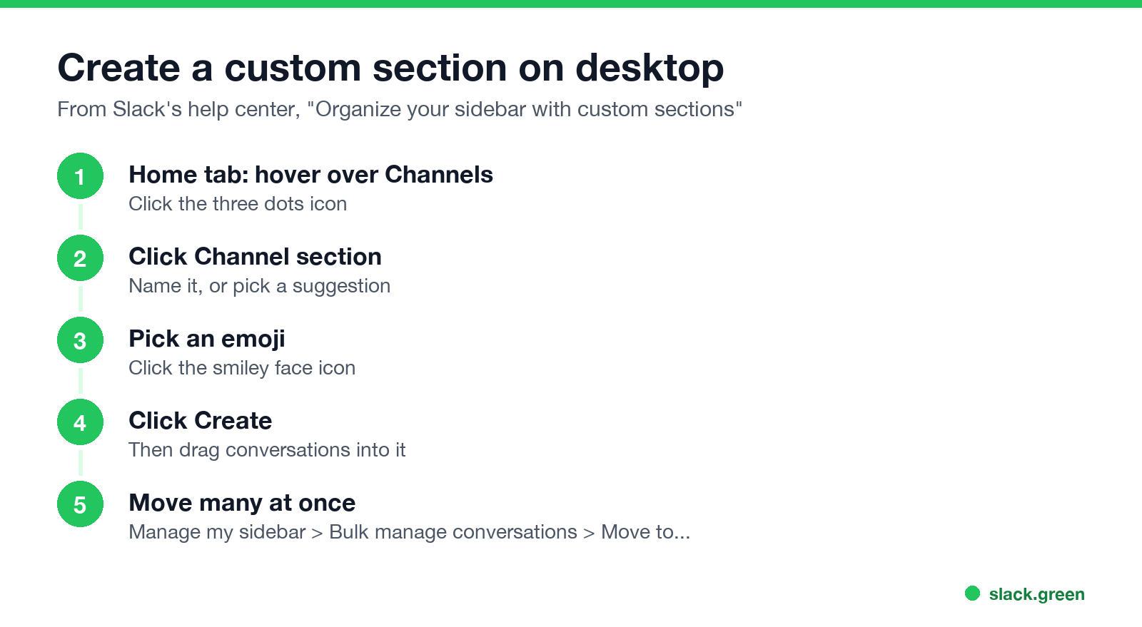 Create a custom sidebar section in Slack on desktop, step by step