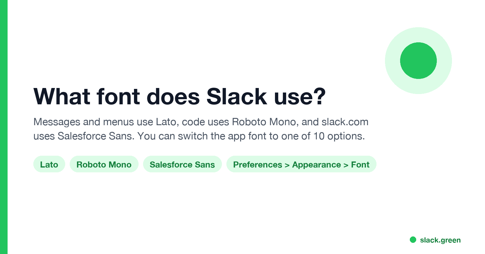 What font does Slack use: Lato in the app, Roboto Mono for code, Salesforce Sans on slack.com