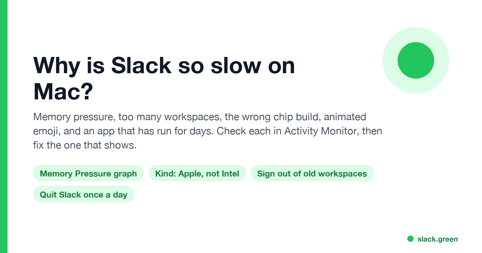 Why is Slack so slow on Mac: memory pressure, chip build, workspaces, running for days